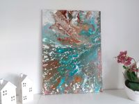 Acrylbild Pouring Keilrahmen 70x50 Braun Kupfer Blau Grün Weiß Nordrhein-Westfalen - Porta Westfalica Vorschau