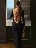 ✅❗️Sexy Rückenfreies Kleid langarm eng Maxi lang eng Ausschnitt Mitte - Wedding Vorschau