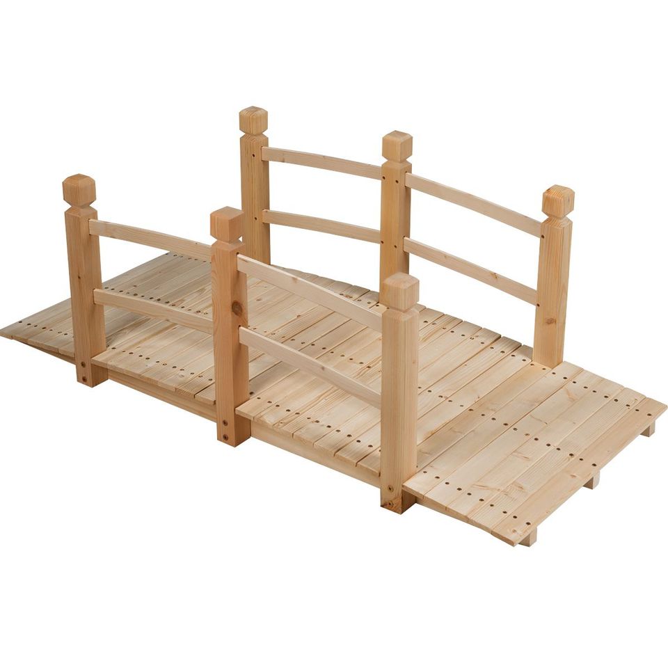 150cm Holzbrücke Teichbrücke Brücke Gartenbrücke Holzsteg Teich in