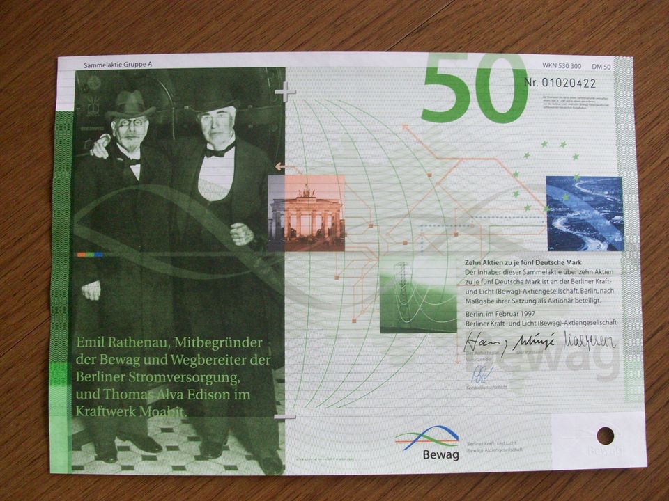 Berliner Kraft und Licht AG BEWAG Aktien v. 1997 je Nennwert 40€ in Berlin