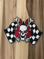 #80 Patch Totenkopf Rennflagge - Biker Kutte Weste Aufnäher Bayern - Krailling Vorschau