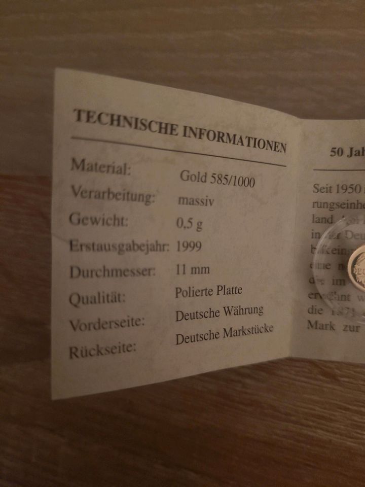 50 Jahre BRD Deutsches Markstück 585 Gold in Sanitz