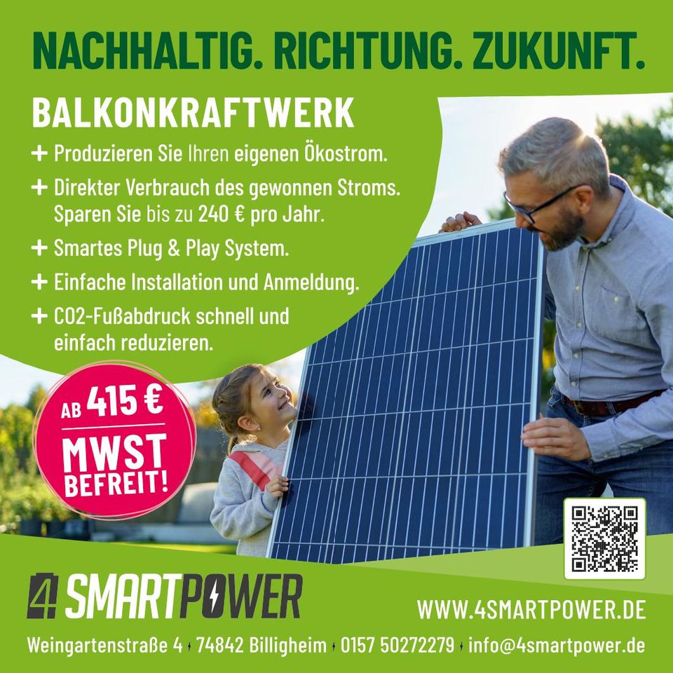 900Wp/600_800 W Balkonkraftwerk - Mini PV/ Doppelglas-Modul in Heilbronn