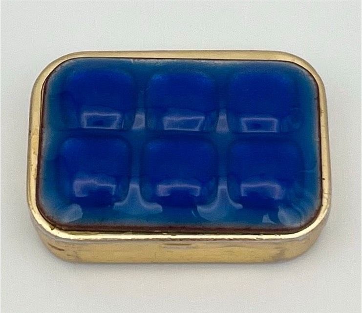 Vintage Pillendose Schmuckbox Retro Blau Relief Schatulle RAR in Schwerin