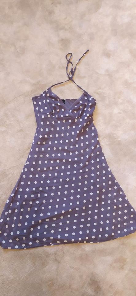Kleid 38 Neckholder Sommerkleid Neckholderkleid grau Punkte in Guben