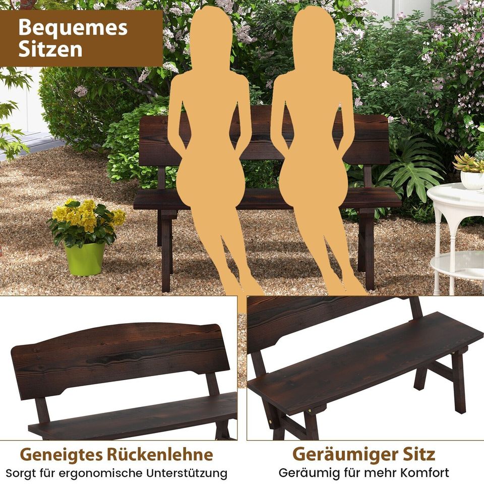 Gartenbank Rückenlehne Holzbank Sitzbank Terrassenbank 120cm in Weilburg