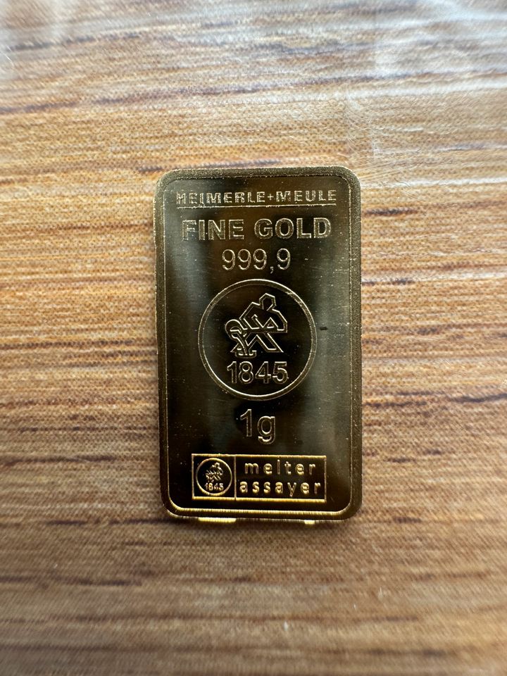 Echter 1g Goldbarren 999 Feingold Barren Heimerle/Meule in Althütte