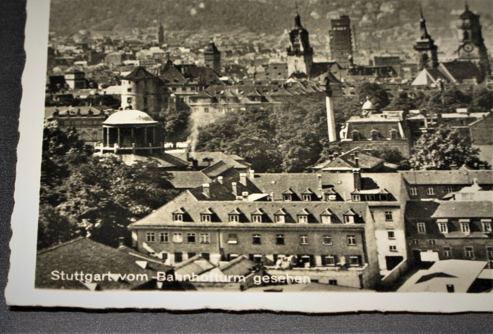 AK -Stuttgart- Blick vom Bahnhofsturm -vor 1945- in Hirschberg a.d. Bergstr.