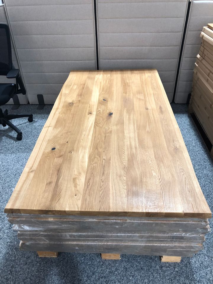 Tischplatte Holzplatte Eiche massiv geölt 220x100cm mit Baumkante in Halle (Westfalen)