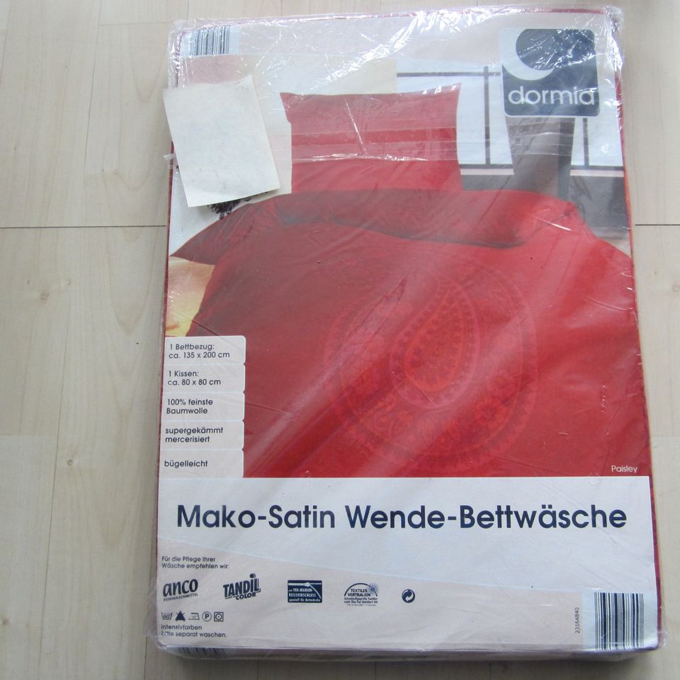 DORMIA Wende-Bettwäsche  ROT PAISLEY 2 tlg 135x200 80x80 Mako in Saarlouis