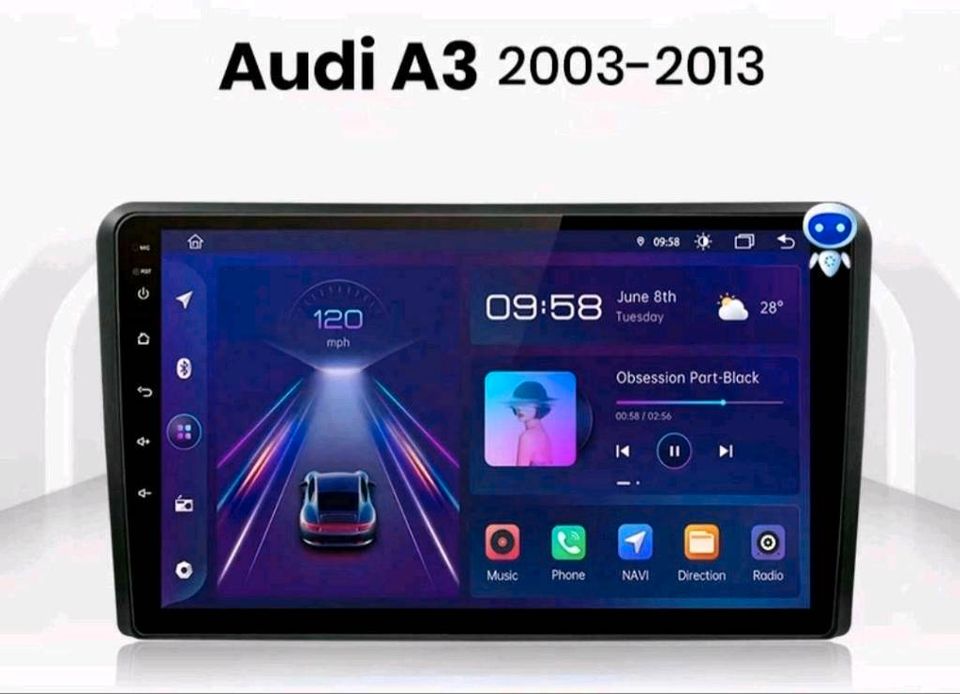 Android Autoradio Für Audi A3 8P 2003-2013 2 din GPS Multimedia in Burghausen