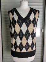 Schwarz beige Pullunder Weste Top Argyle M 38 L 40 XL 42 Gothic Nordrhein-Westfalen - Werl Vorschau