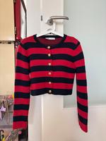 Zara Cardigan Streifen cropped blau rot gold Damen S✨ Hamburg-Nord - Hamburg Alsterdorf  Vorschau