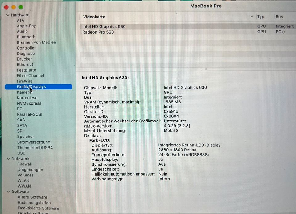 MacBook Pro 2017/15“/2,9Ghz, Core i7/4gb Grafik/16 Ram/500 SSD in Markt Indersdorf