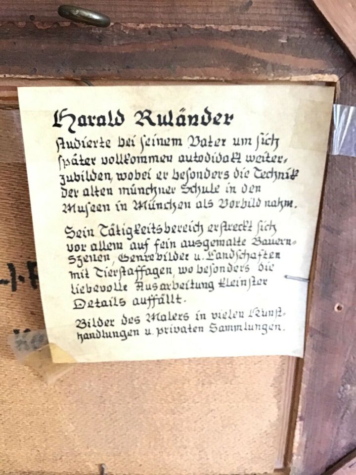 Ölgemälde  auf Hartfaserplatte H. Ruländer signiert, gerahmt in Wangen im Allgäu