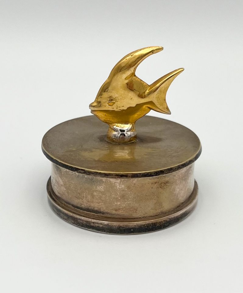 Antike Pillendose Fisch Silber Gold Art Deco Schmuckbox Schatulle in Schwerin
