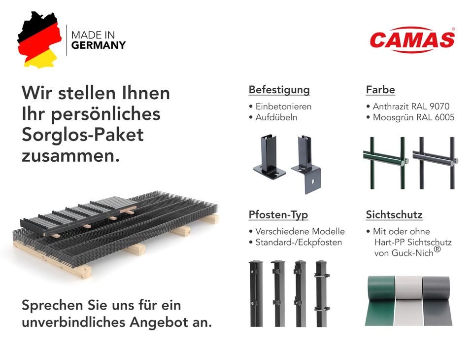 MEGADEAL 25 m Zaunanlage 1,83  stabile Ausführung 868 inkl. Pfosten mit massivem Flacheisen Doppelstabmatte Gartenzaun Zaun Stabmatte Drahtgitter anthrazit grün Stahlzaun Metall in Castrop-Rauxel