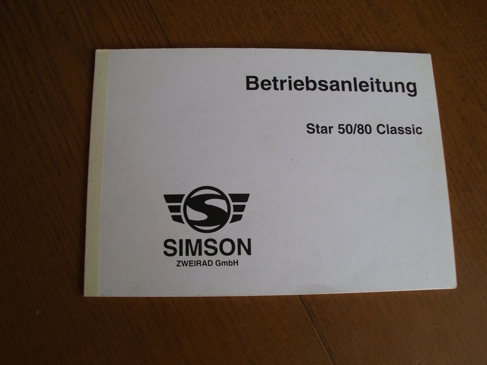 Simson Roller  SR 50/80 Star 50/80 Classic Betriebsanleitung in Hartenstein