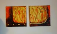 Set Gemälde Bilder Acryl Leinwand Unikat Goldfarbe Titel Feuer Neuhausen-Nymphenburg - Neuhausen Vorschau