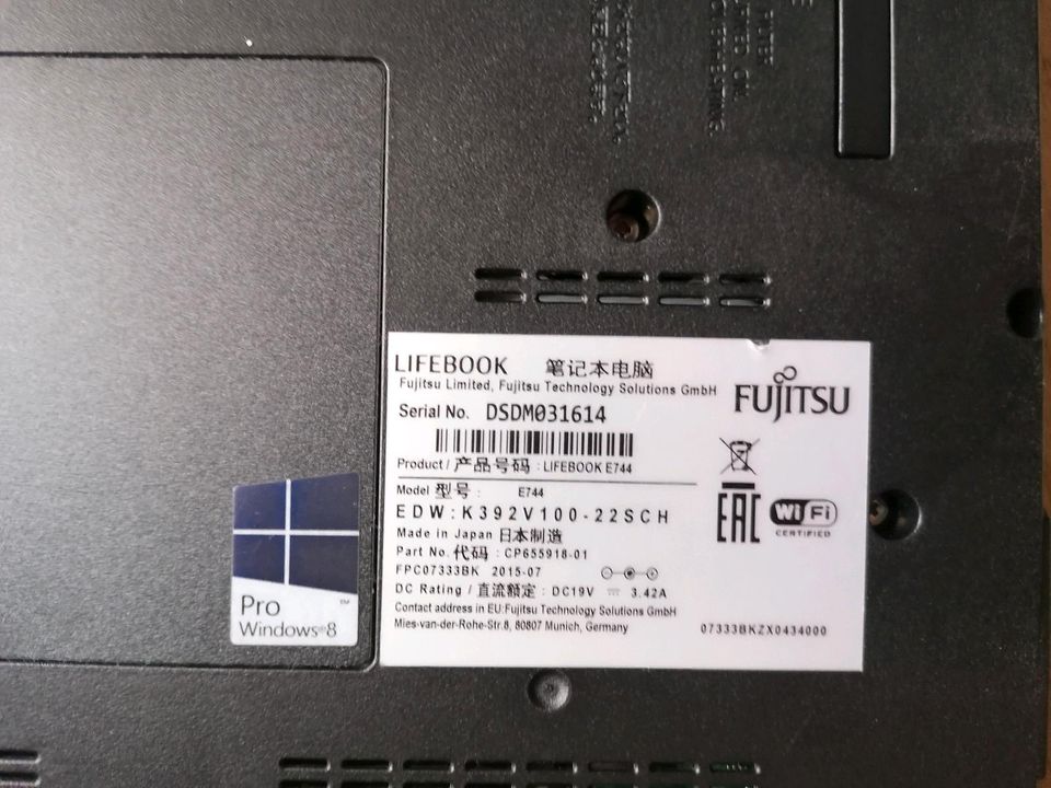 Fujitsu Lifebook E 744 SSD 256gb DDR8gb Win10pro mit Tasche in Völklingen