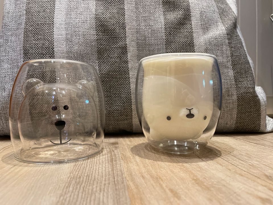 Glas Bär Trinkglas doppelwandig Motiv  Milchglas in Dresden