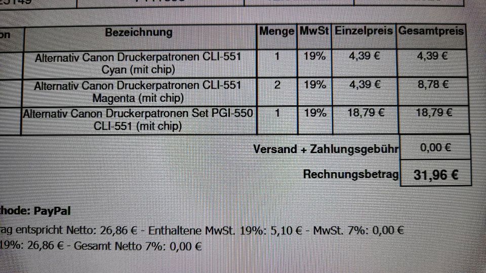 Druckerpatronen Canon CLI-551 und PGI-550 in Altusried