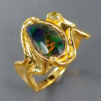 Designerring-925er Silber-vergoldet -schw Opal-14ct Gold -RG19-60 Nordrhein-Westfalen - Nettersheim Vorschau