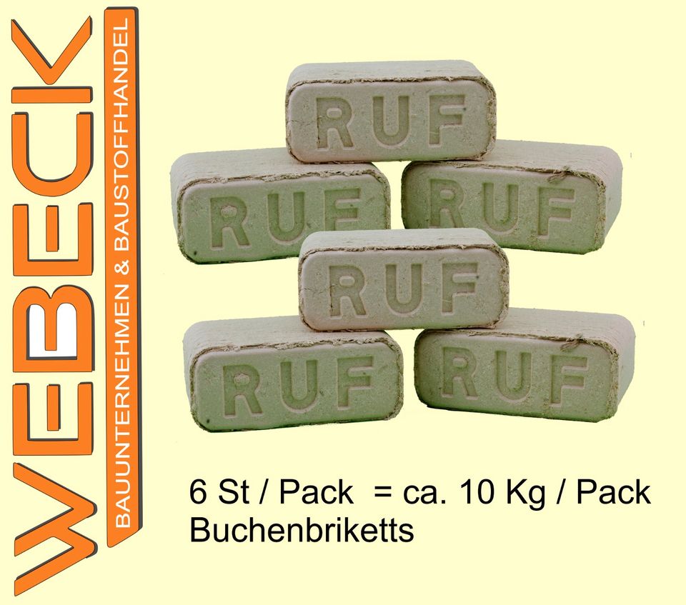 Buchenholzbriketts RUF rechteckig 6 St/Pack= ca. 10 kg in Mamming