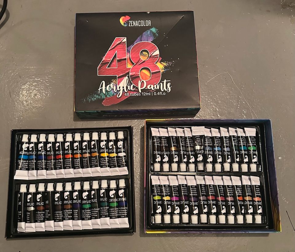 48 Acrylfarben Set Malen Basteln Epoxid Resin Zubehör in Northeim