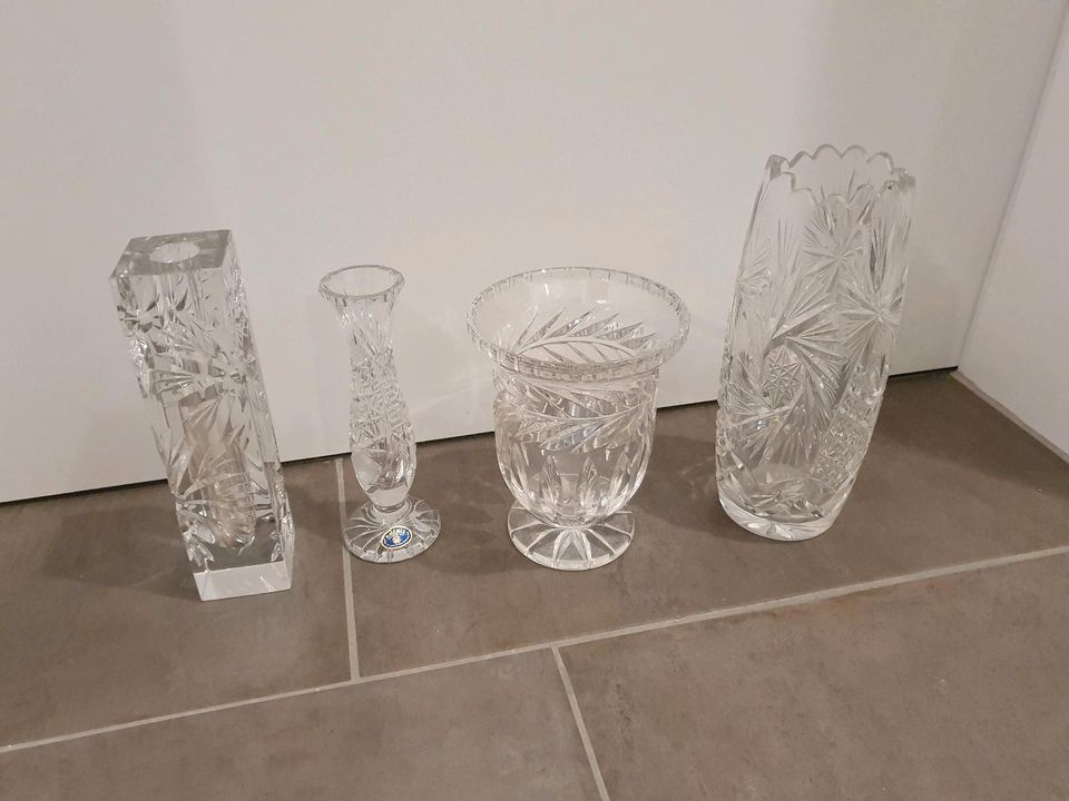 Verschiedene Kristallvasen, Blumenvasen Vintage Bleikristall in Schmidgaden