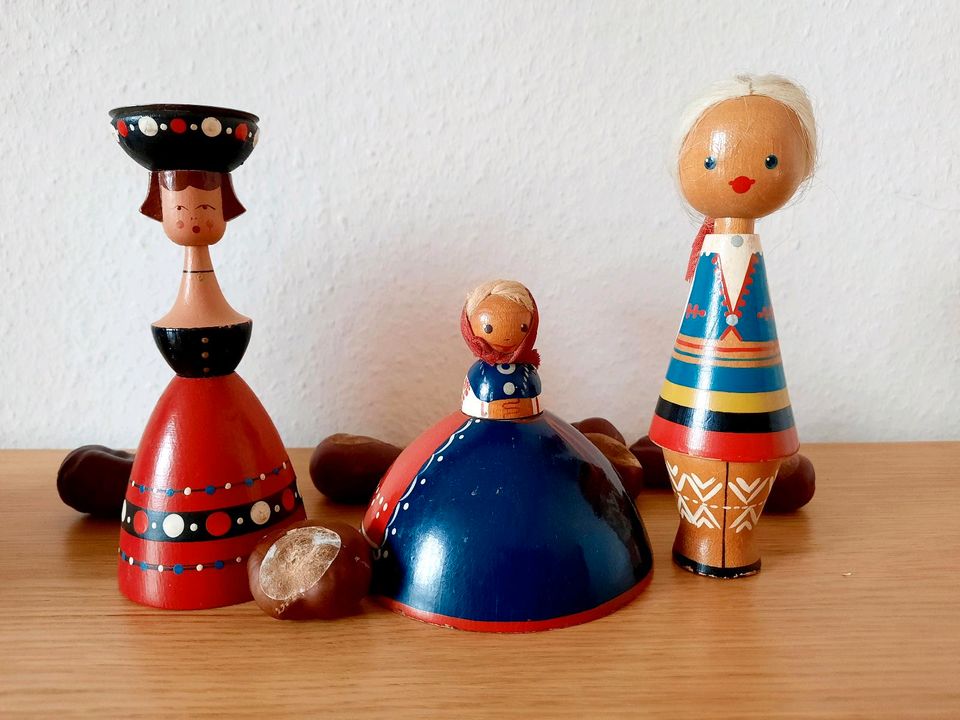 3 Holz Figuren Folklore Salvo Eesti Vintage Sammlerstücke in Timmendorfer Strand 