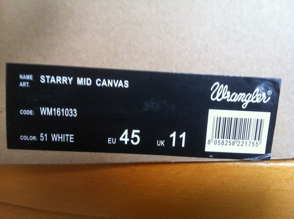 WRANGLER HERREN SNEAKER STARRY MID CANVAS IN GRÖßE 45 (UK 11) in Herford