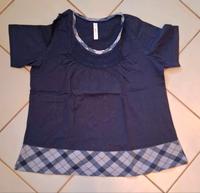 Sheego Tshirt in 44/46 in marineblau mit Karoborte und Raffungen Nordrhein-Westfalen - Oberhausen Vorschau