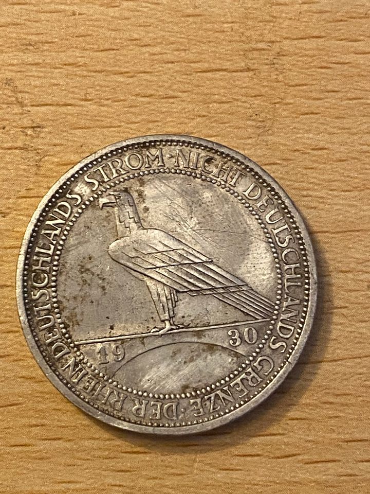 Weimarer Republik 3 Reichsmark 1930 "Zur Rheinland Räumung" in Dillenburg