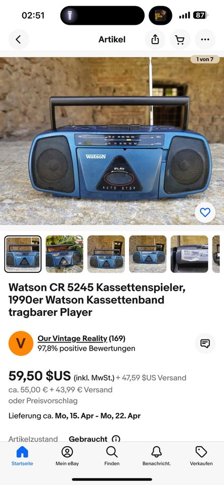Watson CR 5245 Kassettenspieler, 1990er in Fritzlar