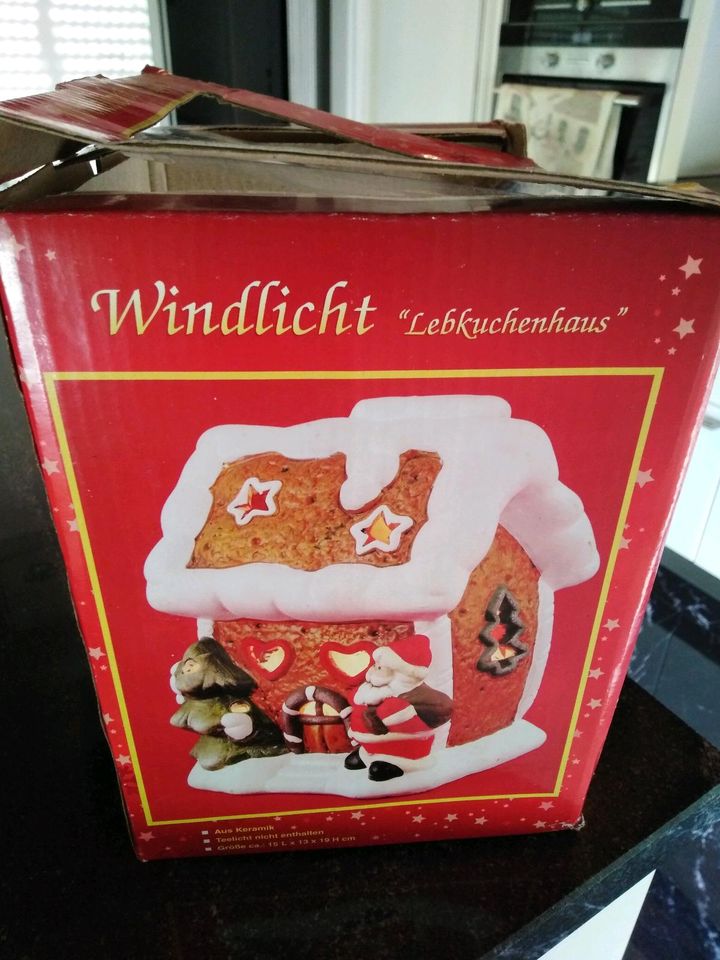 Weihnachtsdeko Lebkuchenhaus, Keramik, neu in Allmersbach