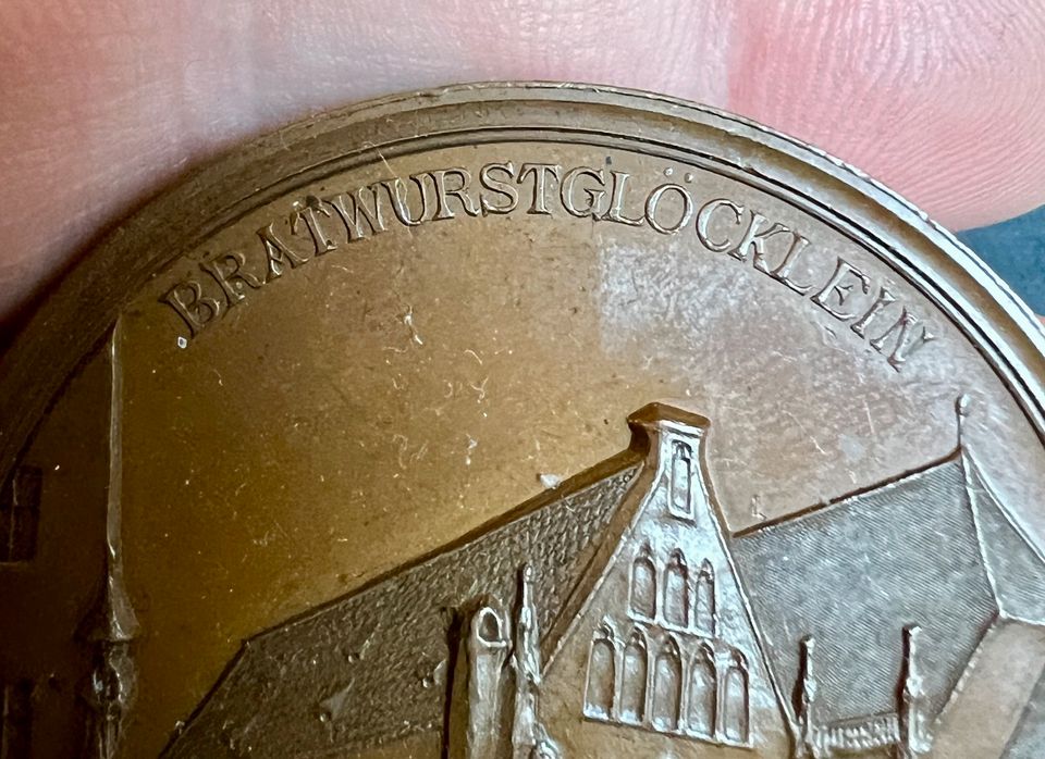 Große Bronze Medaille BRATWURSTGLÖCKLEIN Nürnberg 1890 in Bernau