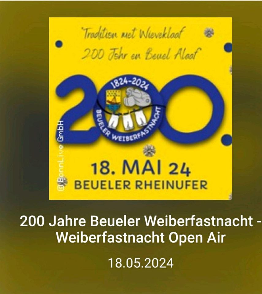 1 Eintrittskarte 200 Jahre Beueler Weiberfastnacht Open Air in Bonn