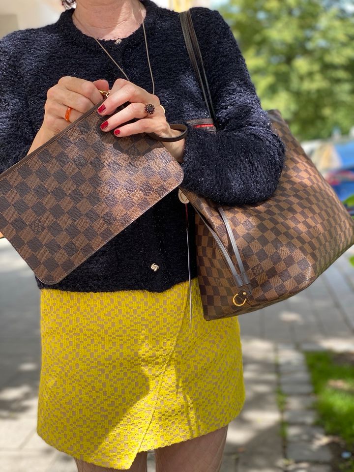 LOUIS VUITTON Neverfull GM Damier Ebene mit Pochette Tasche Handtasche Shopper in München