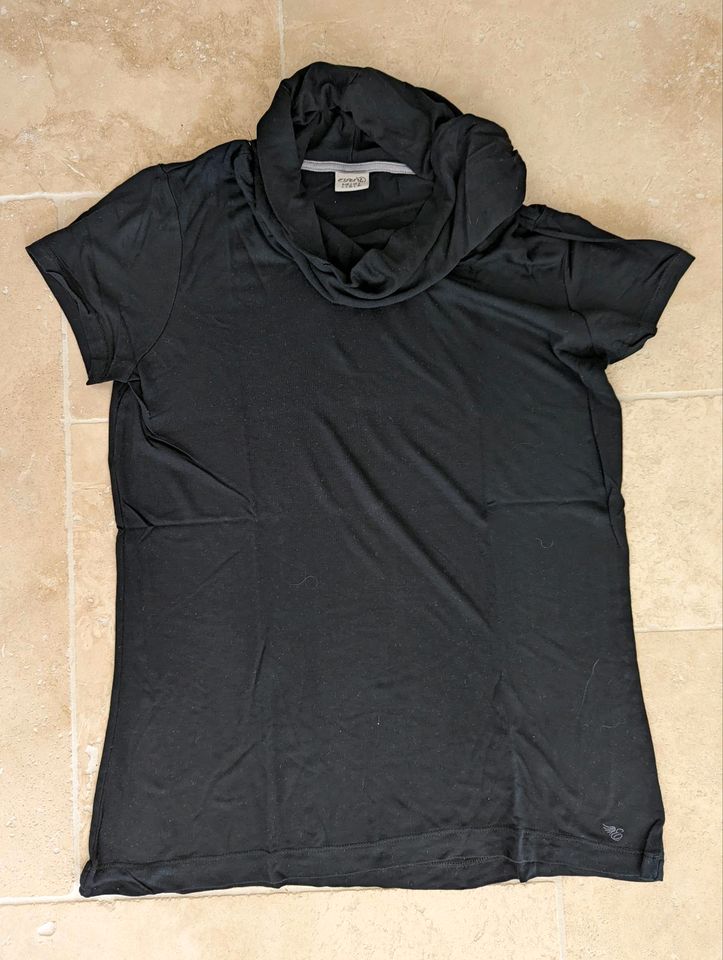 Esprit Shirt mit Wasserfallkragen, Schwarz, Gr. L in Ballrechten-Dottingen