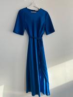 Königsblaues Satin Wickelkleid Gr. XL Hessen - Babenhausen Vorschau