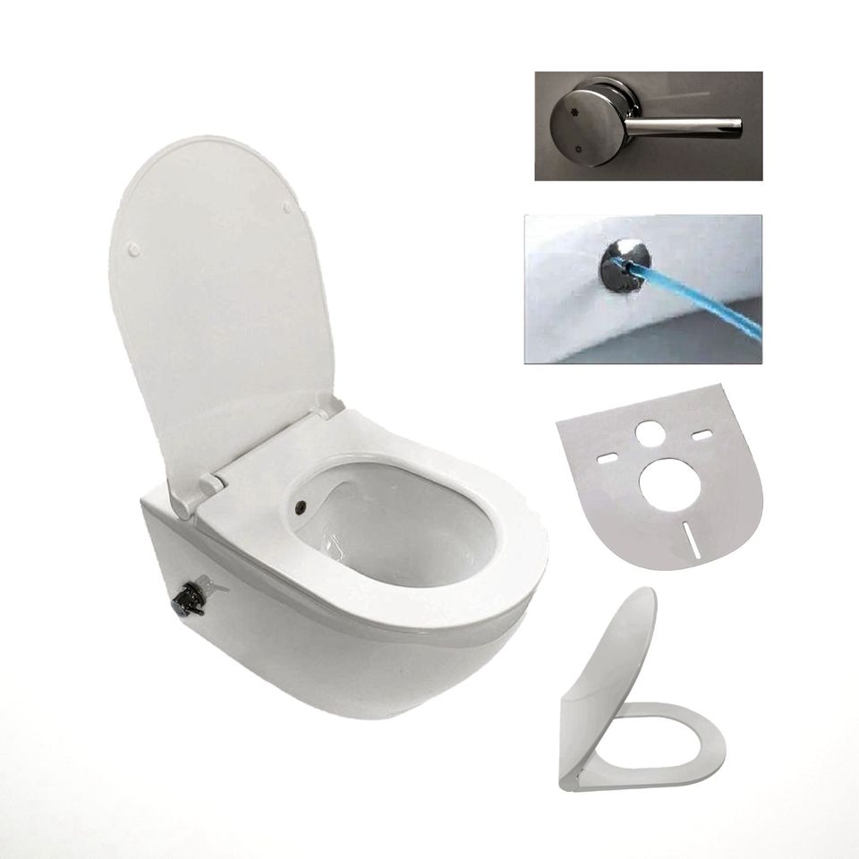 2 in 1 Taharet Dusch WC | Armatur | Bidet Randlos Toilette in Kierspe