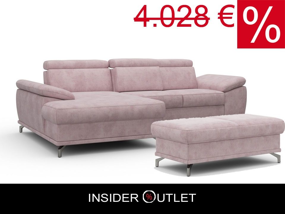 Ecksofa & Hocker 295cm Federkern Schlaffunktion Bettkasten Rose in Köln