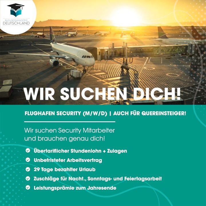 Sicherheitsmitarbeiter (m/w/d) am Flughafen!|job|security|quereinsteiger|sicherheitsmitarbeiter|vollzeit in Mannheim