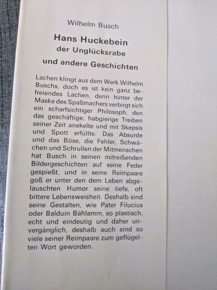 Wilhelm Busch Buch Hans Huckebein der Unglücksrabe in Haltern am See