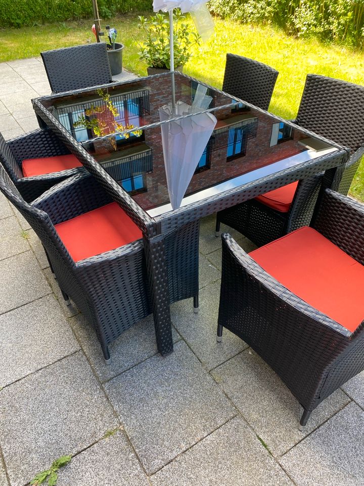Gartentisch mit Sesseln Rattan für 6 Personen in Hamburg