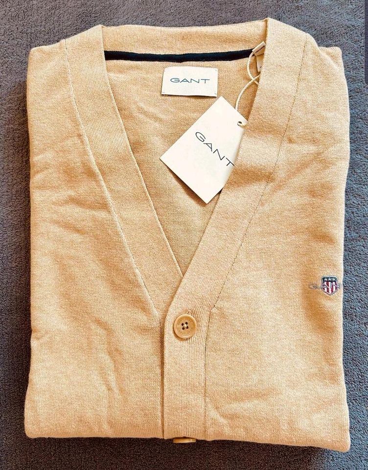 Neu* Gant Classic Cotton V Cardigan Strickjacke M L 2XL XXL khaki in Urbach