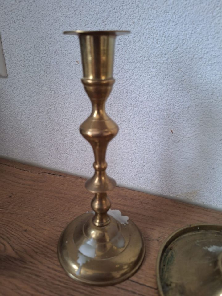 5 versch. alte Kerzenständer / antike Kerzenhalter Messing gold-f in Bad Krozingen