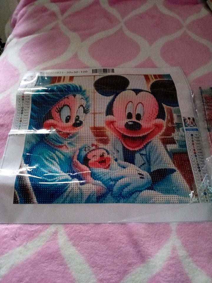 DIAMOND PAINTING.MICKY,MINNIE,BABY IM KREISSAAL in Duisburg