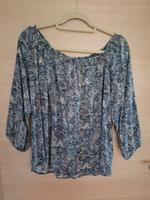 Damenbluse Carmenausschnitt blau Töne Muster Größe 40/42 Bayern - Igensdorf Vorschau